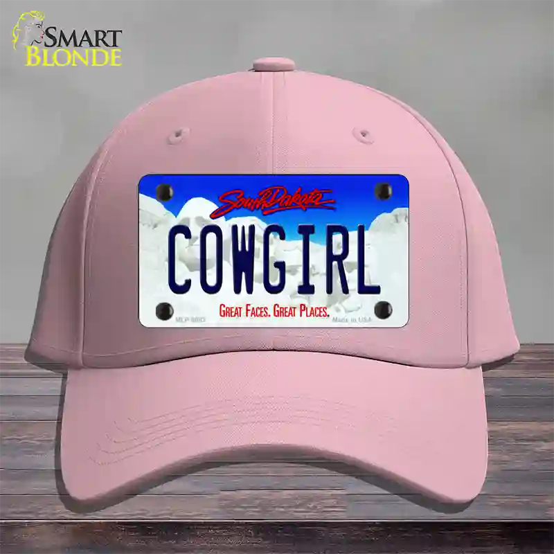 Cowgirl South Dakota Novelty License Plate Hat Cotton / Pink