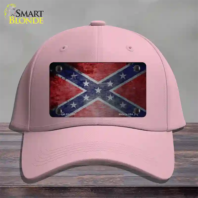 Confederate Flag Scratched Chrome Novelty License Plate Hat Cotton / Pink