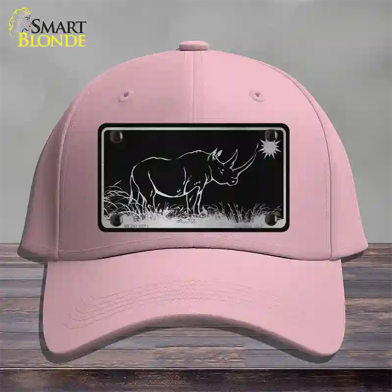 Rhino Black Brushed Chrome Novelty License Plate Hat Cotton / Pink