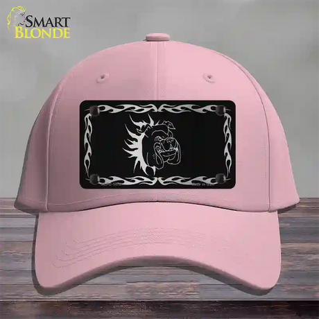 Dog In Flames Black Brushed Chrome Novelty License Plate Hat Cotton / Pink