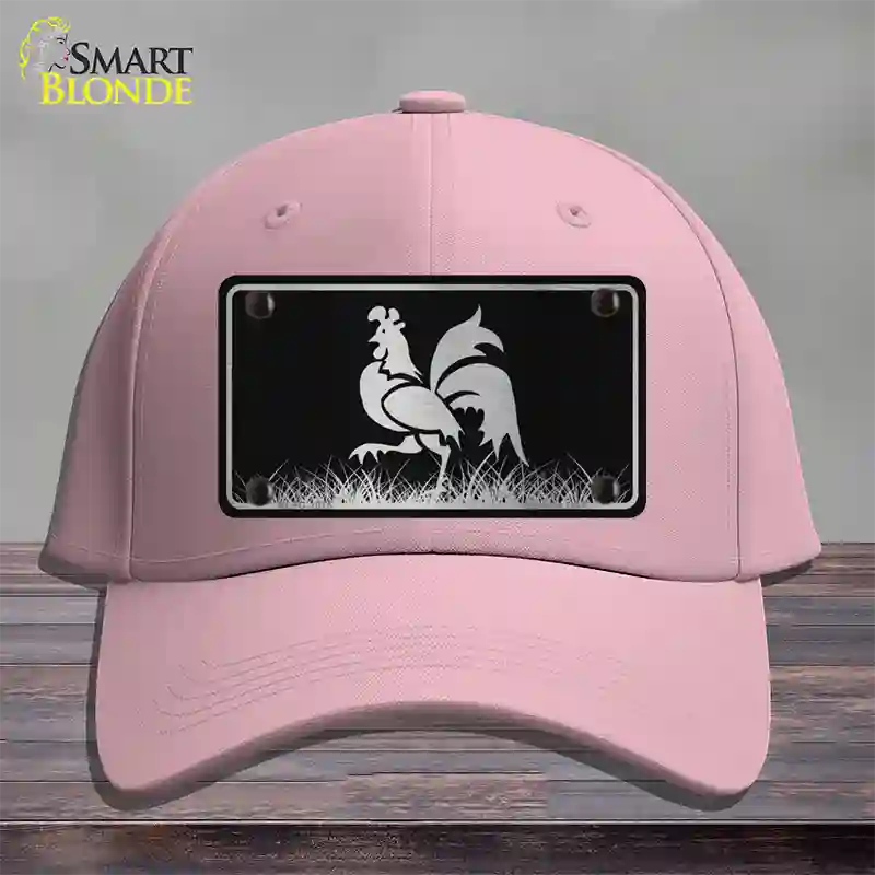 Rooster Black Brushed Chrome Novelty License Plate Hat Cotton / Pink