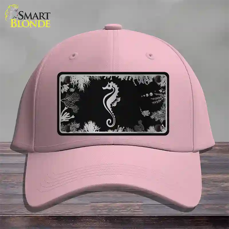 Sea Horse Black Brushed Chrome Novelty License Plate Hat Cotton / Pink