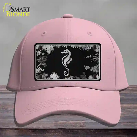 Sea Horse Black Brushed Chrome Novelty License Plate Hat Cotton / Pink