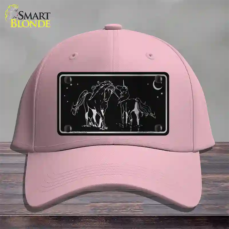 Unicorns Black Brushed Chrome Novelty License Plate Hat Cotton / Pink