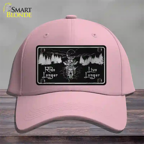 Ride Longer Live Longer Black Brushed Chrome Novelty License Plate Hat Cotton / Pink