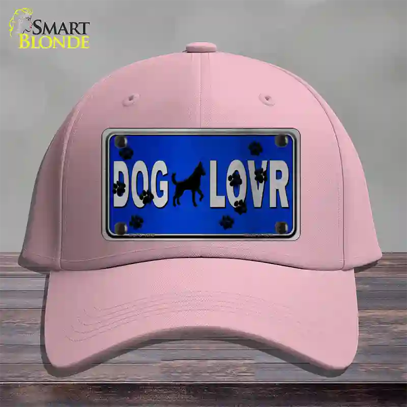 Dog Lover Blue Brushed Chrome Novelty License Plate Hat Tag Cotton / Pink