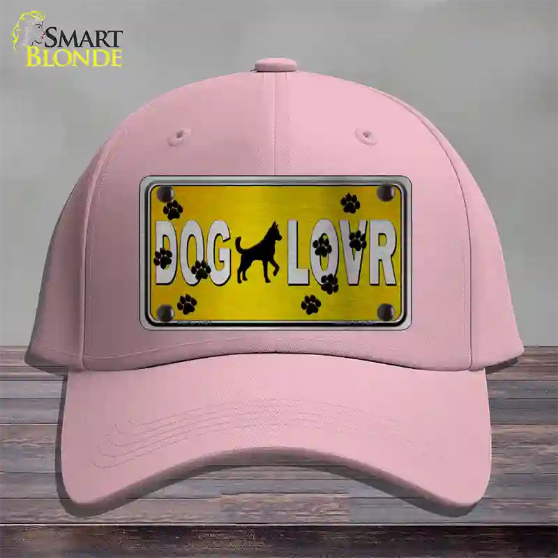 Dog Lover Yellow Brushed Chrome Novelty License Plate Hat Tag Cotton / Pink