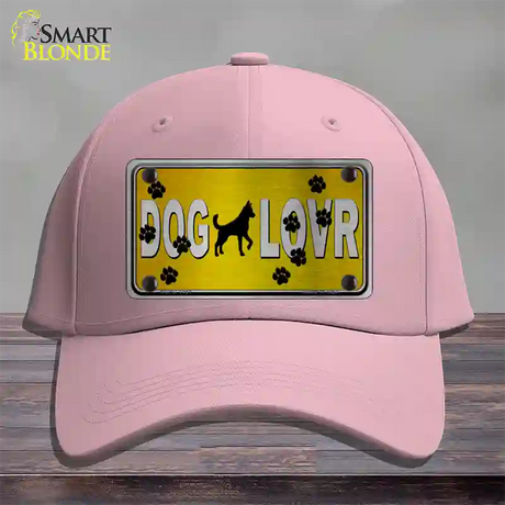 Dog Lover Yellow Brushed Chrome Novelty License Plate Hat Tag Cotton / Pink