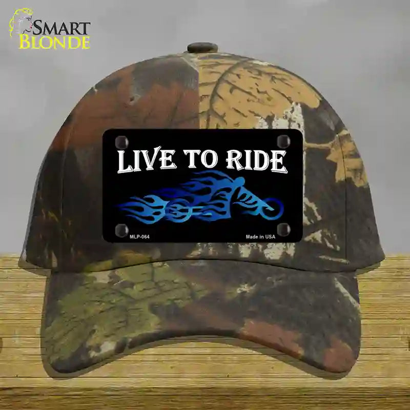 Live To Ride Novelty License Plate Hat Cotton / Camoflauge