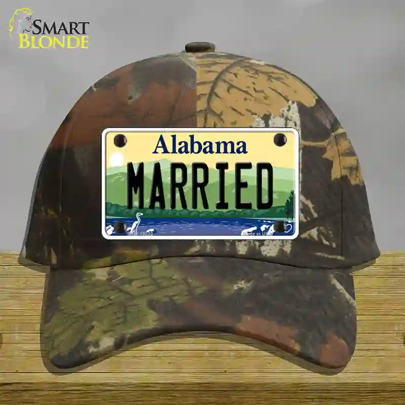 Married Alabama Novelty License Plate Hat Cotton / Camoflauge