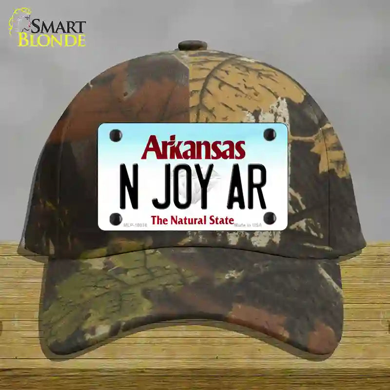 N Joy AR Arkansas Novelty License Plate Hat Cotton / Camoflauge