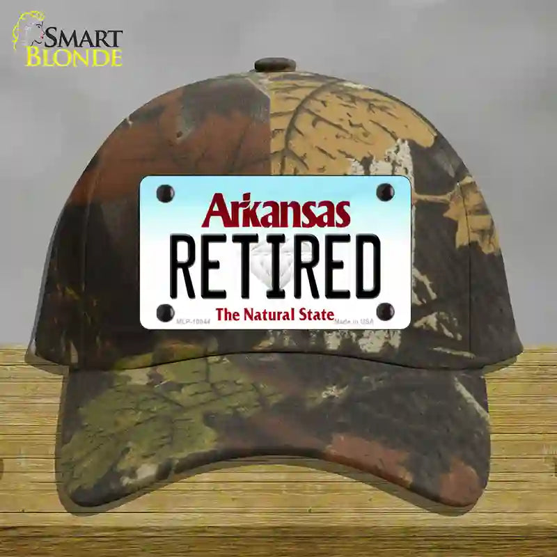 Retired Arkansas Novelty License Plate Hat Cotton / Camoflauge