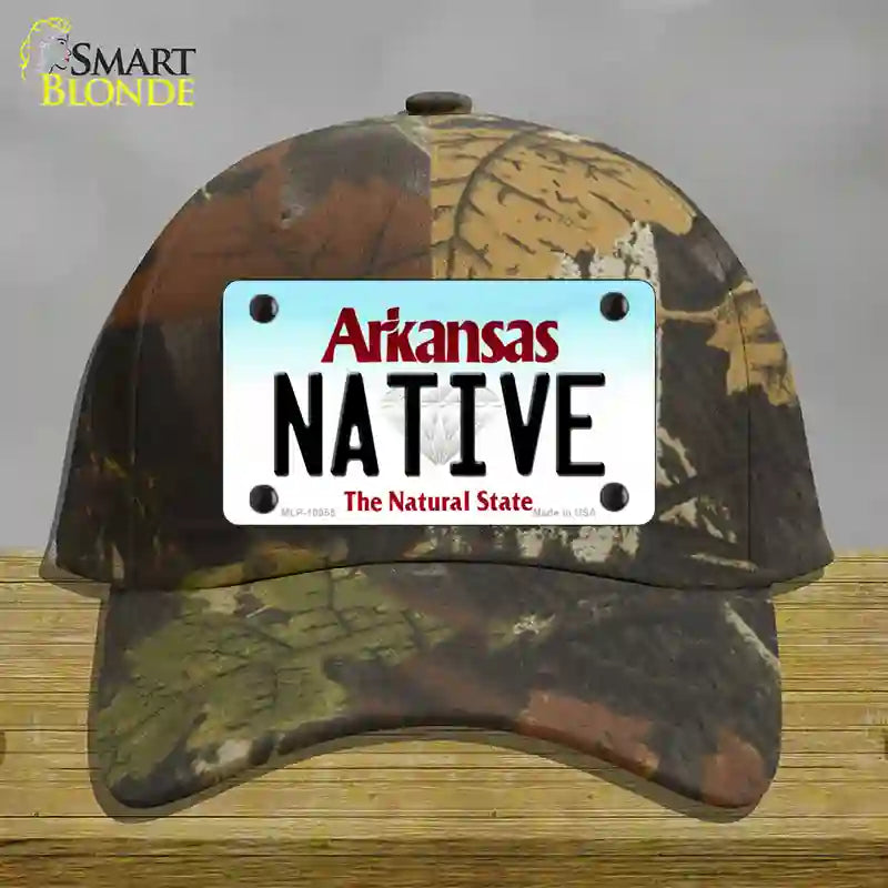 Native Arkansas Novelty License Plate Hat Cotton / Camoflauge