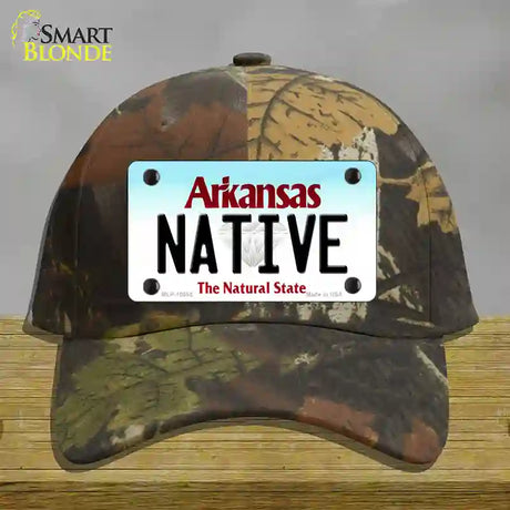 Native Arkansas Novelty License Plate Hat Cotton / Camoflauge