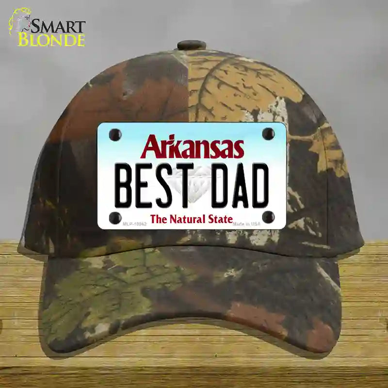 Best Dad Arkansas Novelty License Plate Hat Cotton / Camoflauge