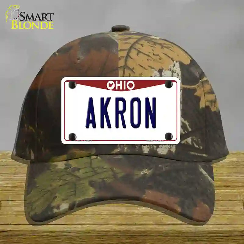 Akron Ohio Novelty License Plate Hat Cotton / Camoflauge