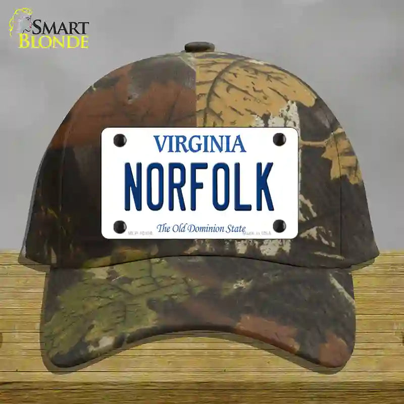 Norfolk Virginia Novelty License Plate Hat Cotton / Camoflauge