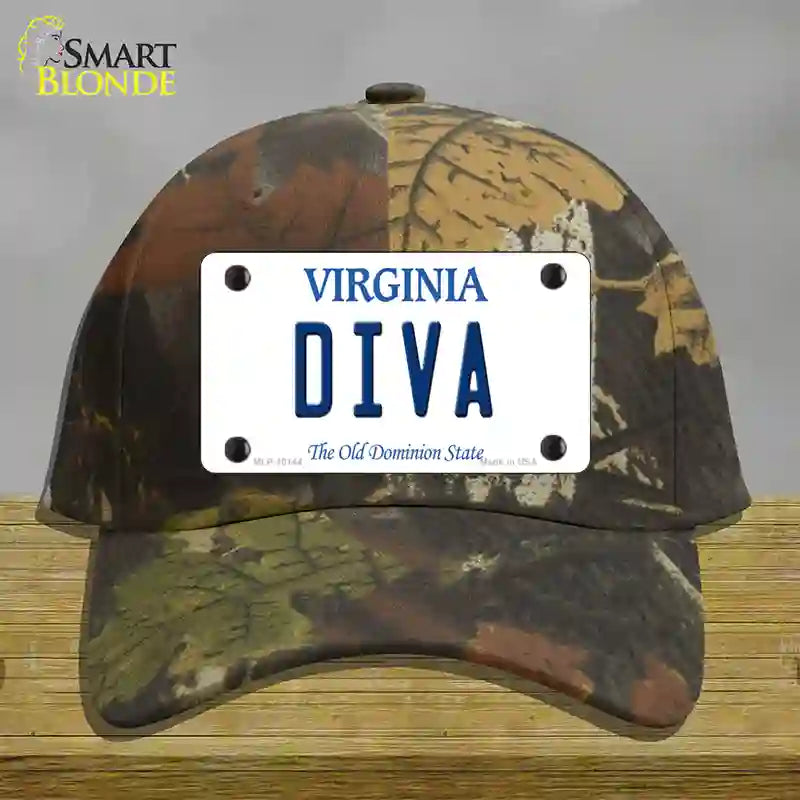 Diva Virginia Novelty License Plate Hat Cotton / Camoflauge