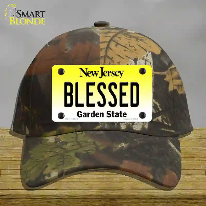 Blessed New Jersey Novelty License Plate Hat Cotton / Camoflauge