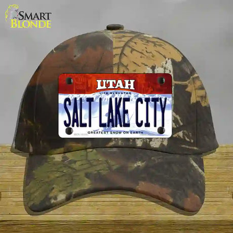 Salt Lake City Utah Novelty License Plate Hat Cotton / Camoflauge