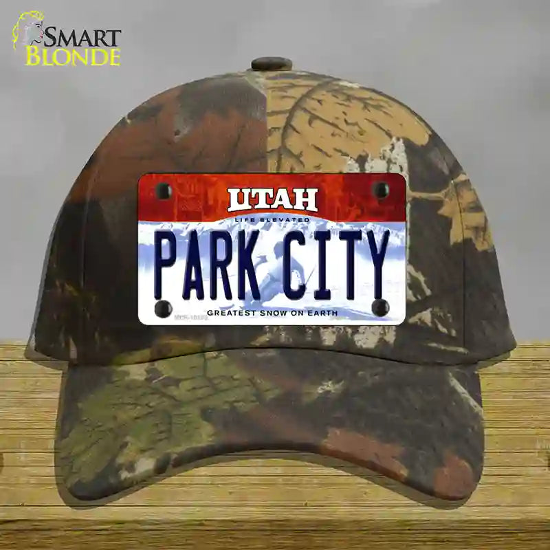 Park City Utah Novelty License Plate Hat Cotton / Camoflauge