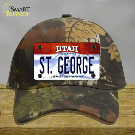 St George Utah Novelty License Plate Hat Cotton / Camoflauge