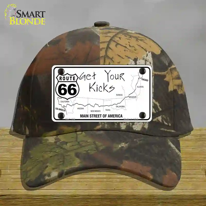 US Route 66 Map Novelty License Plate Hat Cotton / Camoflauge