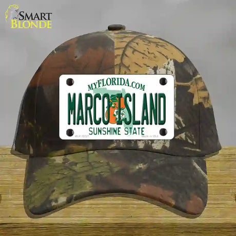 Marco Island Florida Novelty License Plate Hat Cotton / Camoflauge