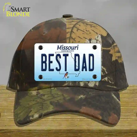 Best Dad Missouri Novelty License Plate Hat Cotton / Camoflauge