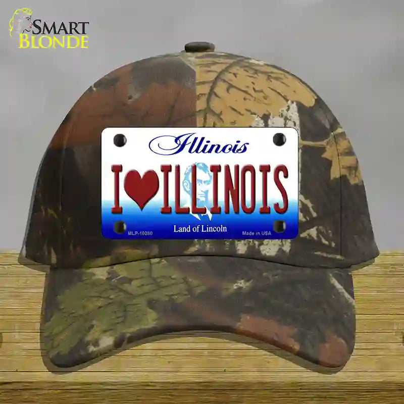 I Love Illinois Novelty License Plate Hat Cotton / Camoflauge