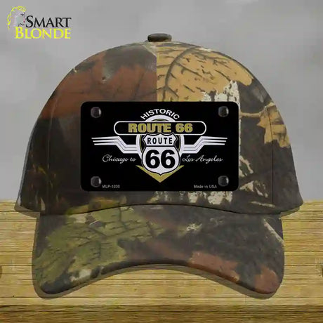 Route 66 Shield Wings Novelty License Plate Hat Cotton / Camoflauge