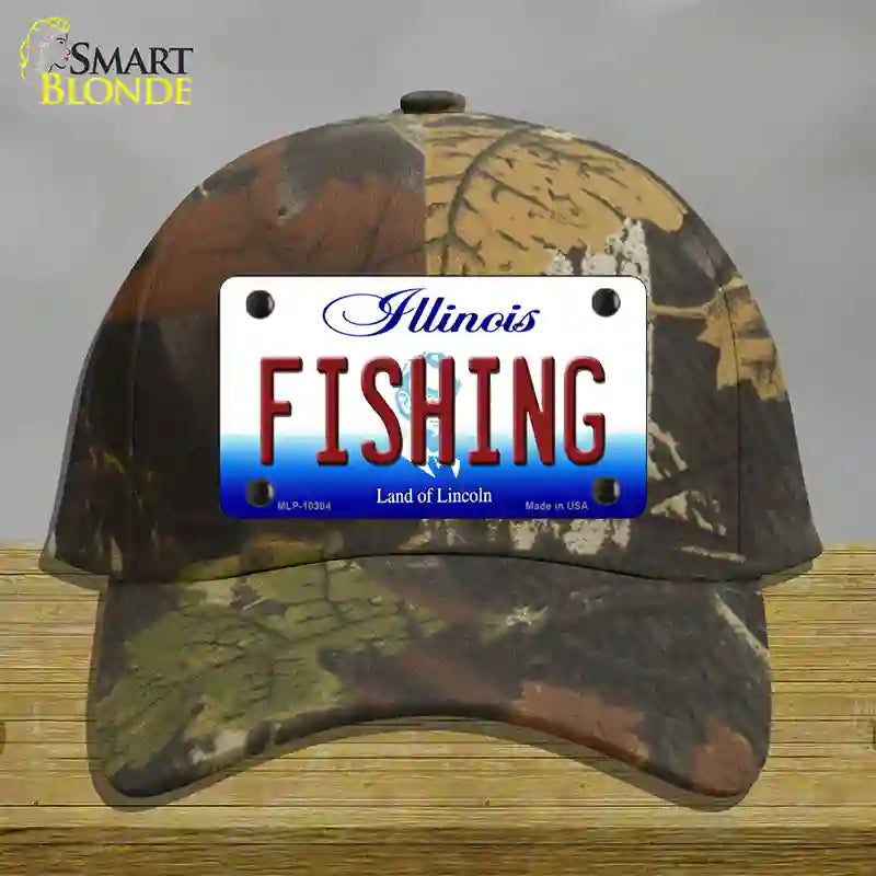 Fishing Illinois Novelty License Plate Hat Cotton / Camoflauge