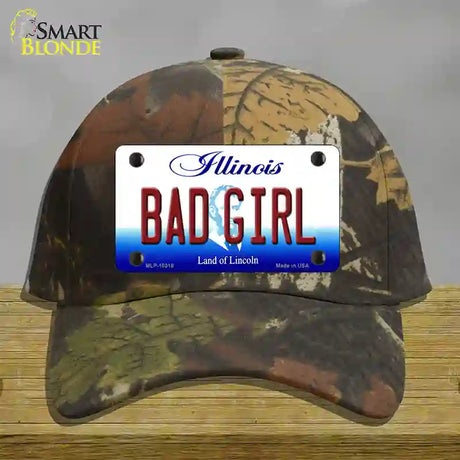 Bad Girl Illinois Novelty License Plate Hat Cotton / Camoflauge