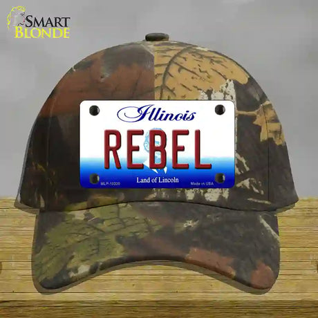 Rebel Illinois Novelty License Plate Hat Cotton / Camoflauge