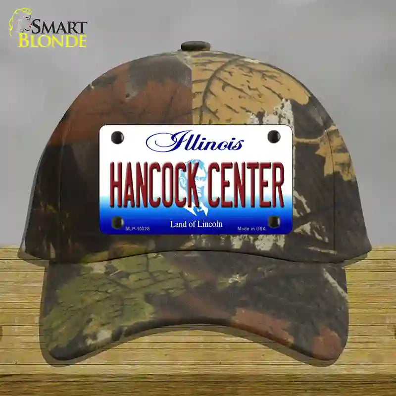 Hancock Center Illinois Novelty License Plate Hat Cotton / Camoflauge