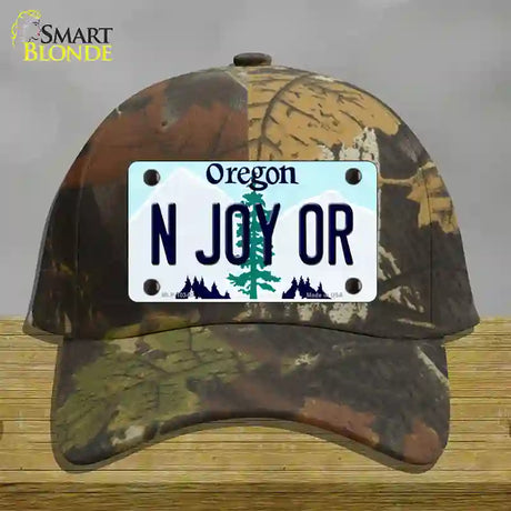 N Joy OR Oregon Novelty License Plate Hat Cotton / Camoflauge