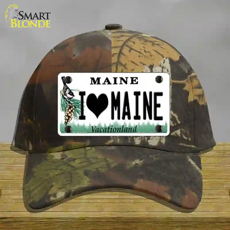 I Love Maine Novelty License Plate Hat Cotton / Camoflauge