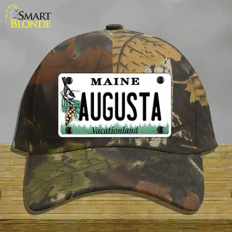 Augusta Maine Novelty License Plate Hat Cotton / Camoflauge