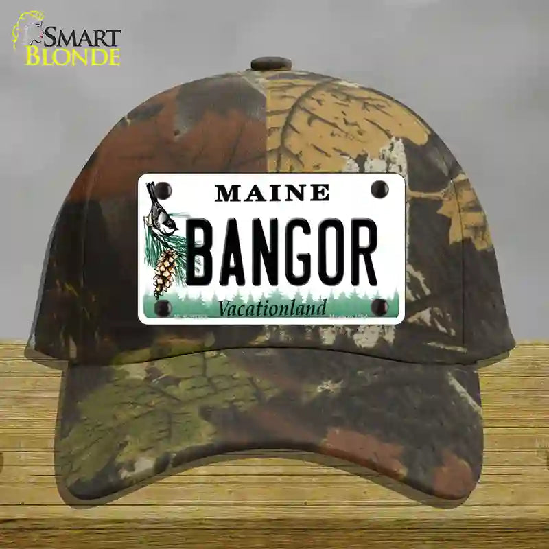 Bangor Maine Novelty License Plate Hat Cotton / Camoflauge