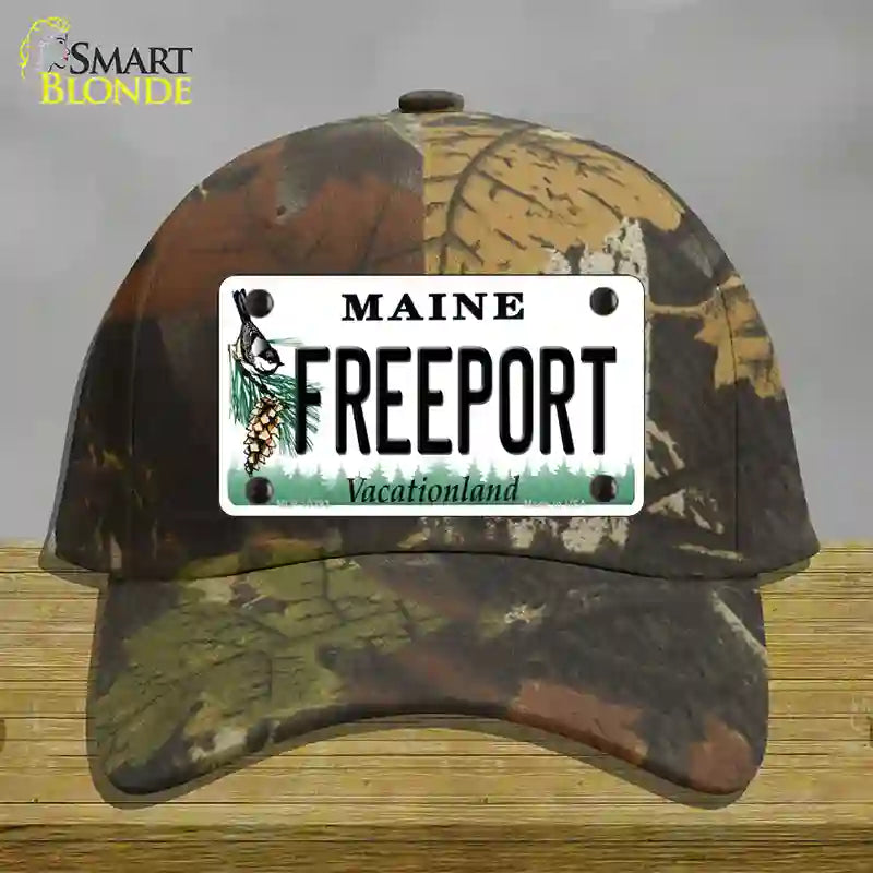 Freeport Maine Novelty License Plate Hat Cotton / Camoflauge