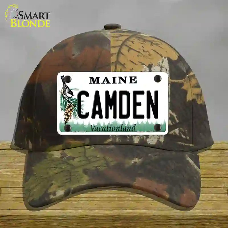 Camden Maine Novelty License Plate Hat Cotton / Camoflauge