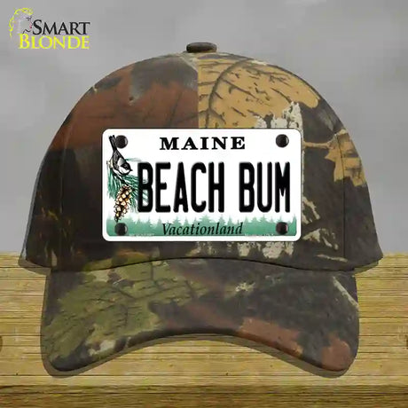 Beach Bum Maine Novelty License Plate Hat Cotton / Camoflauge