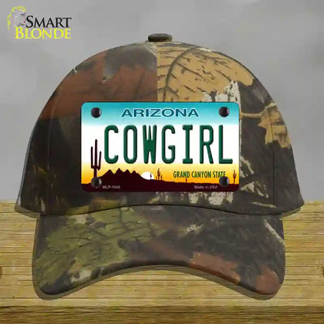 Cowgirl Novelty License Plate Hat Cotton / Camoflauge