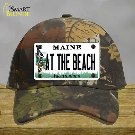 At The Beach Maine Novelty License Plate Hat Cotton / Camoflauge