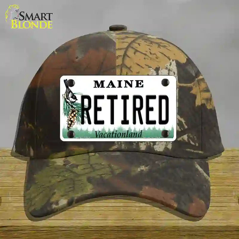 Retired Maine Novelty License Plate Hat Cotton / Camoflauge