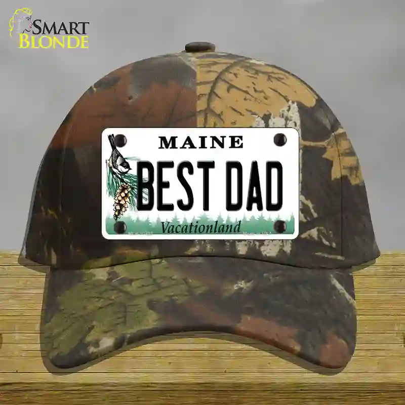 Best Dad Maine Novelty License Plate Hat Cotton / Camoflauge