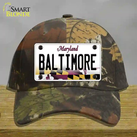 Baltimore Maryland Novelty License Plate Hat Cotton / Camoflauge