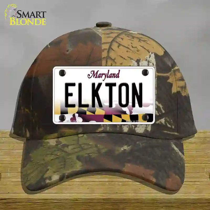 Elkton Maryland Novelty License Plate Hat Cotton / Camoflauge