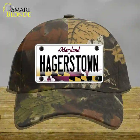 Hagerstown Maryland Novelty License Plate Hat Cotton / Camoflauge