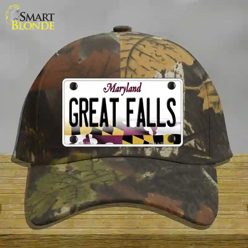 Great Falls Maryland Novelty License Plate Hat Cotton / Camoflauge